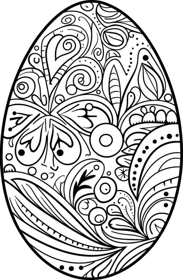 Easter egg icon with glint, simple easter egg traditional with wavy line patterns symbol vector sign, flat black silhouette on white background. AI generated illustration.