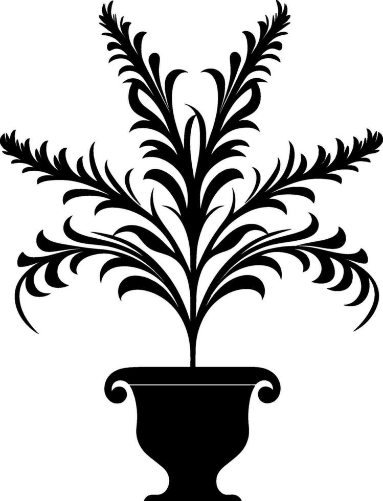 Potted plant silhouette isolated. A plant in a pot silhouette vector. AI generated illustration. vector