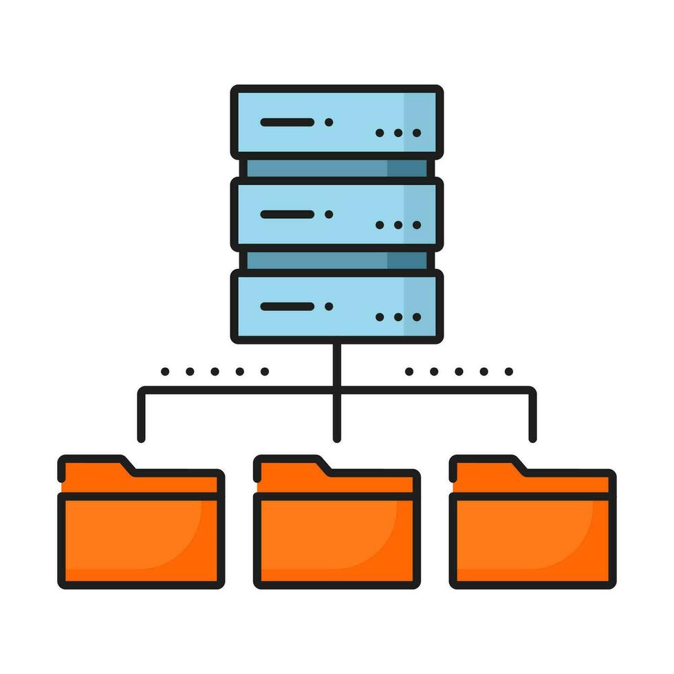 Data storage server, database network cloud icon vector
