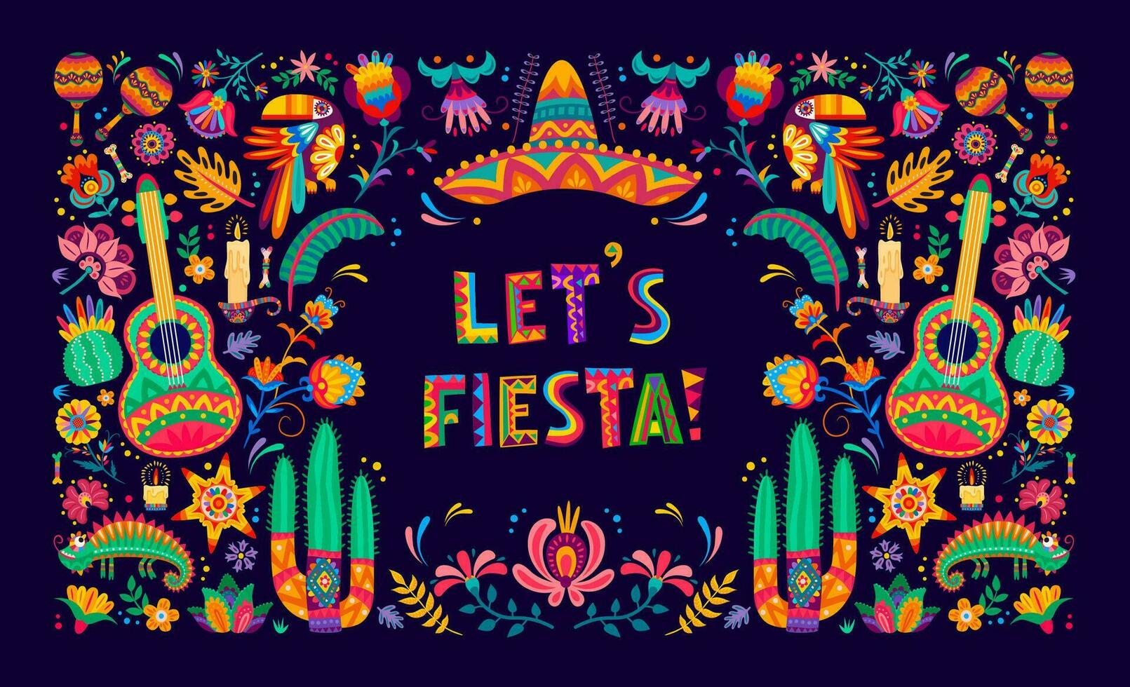 Let us fiesta mexican banner of Mexico holidays vector