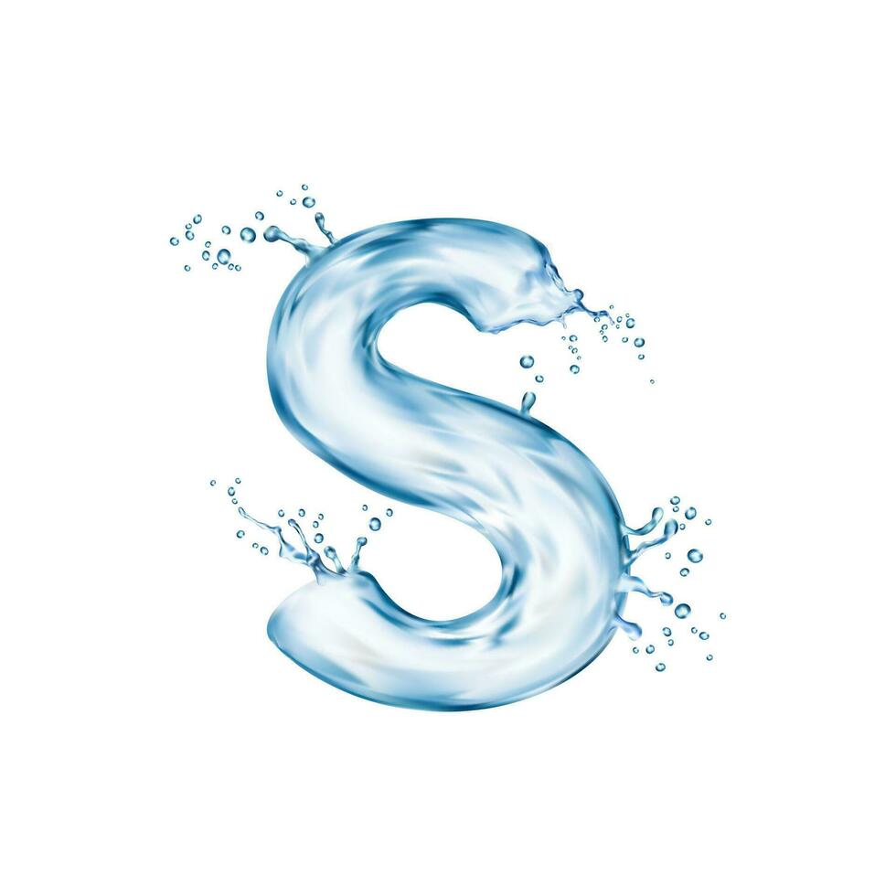 Realistic water font, letter vector aquatic abc