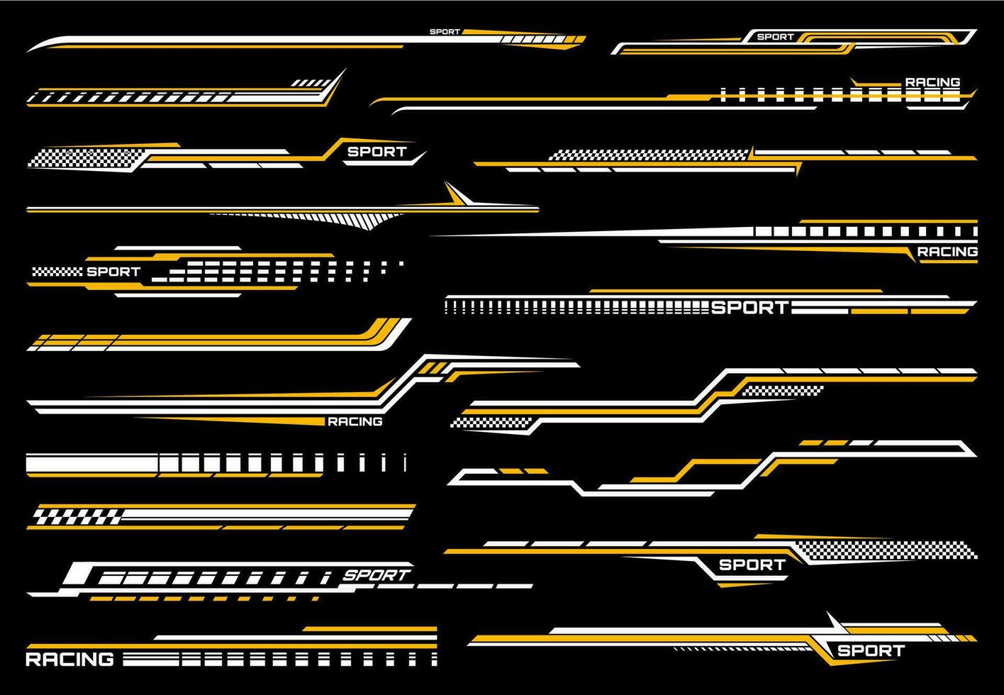 Yellow race sport car stripe stickers and decals vector