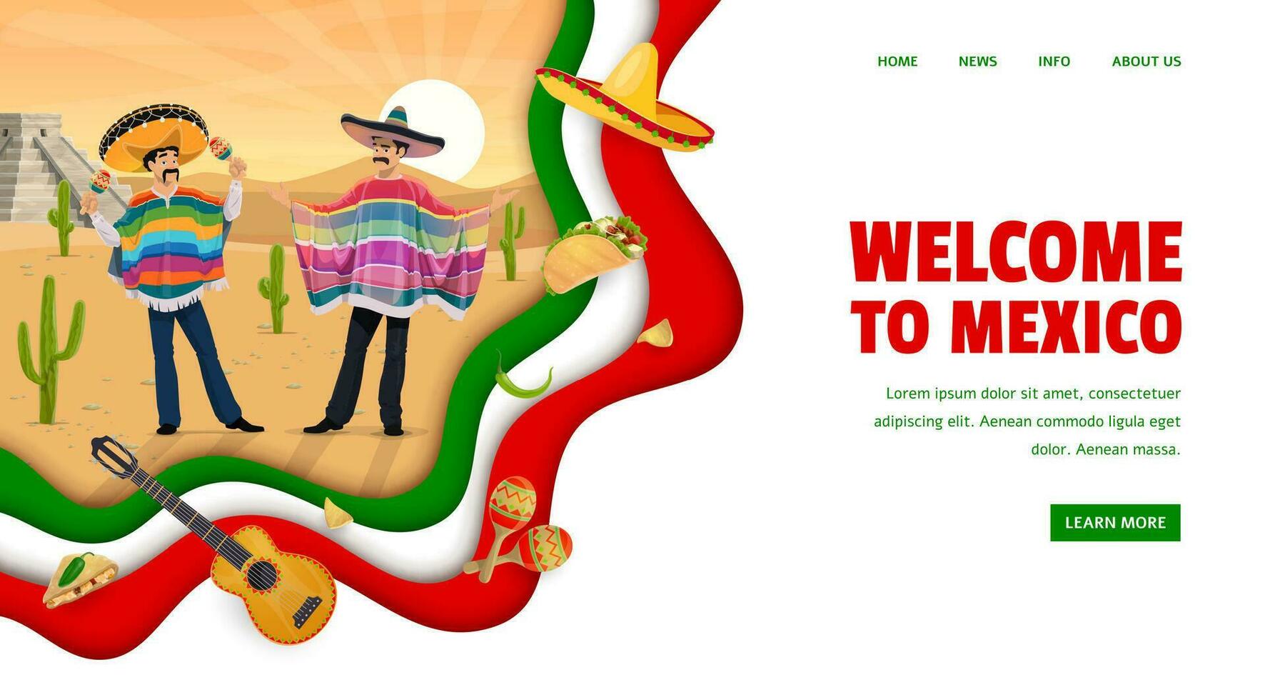 Landing page template of Mexico travel company vector