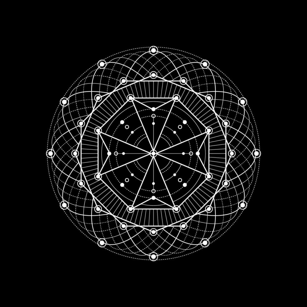 sagrado geometría esotérico tatuaje, espiritual símbolo vector