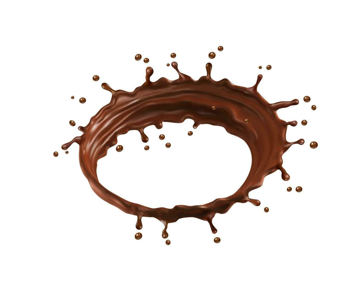 líquido chocolate Leche o cacao bebida circulo chapoteo vector