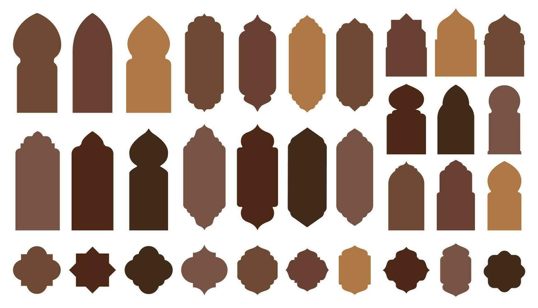 Islamic door shapes, isolated vector arab set