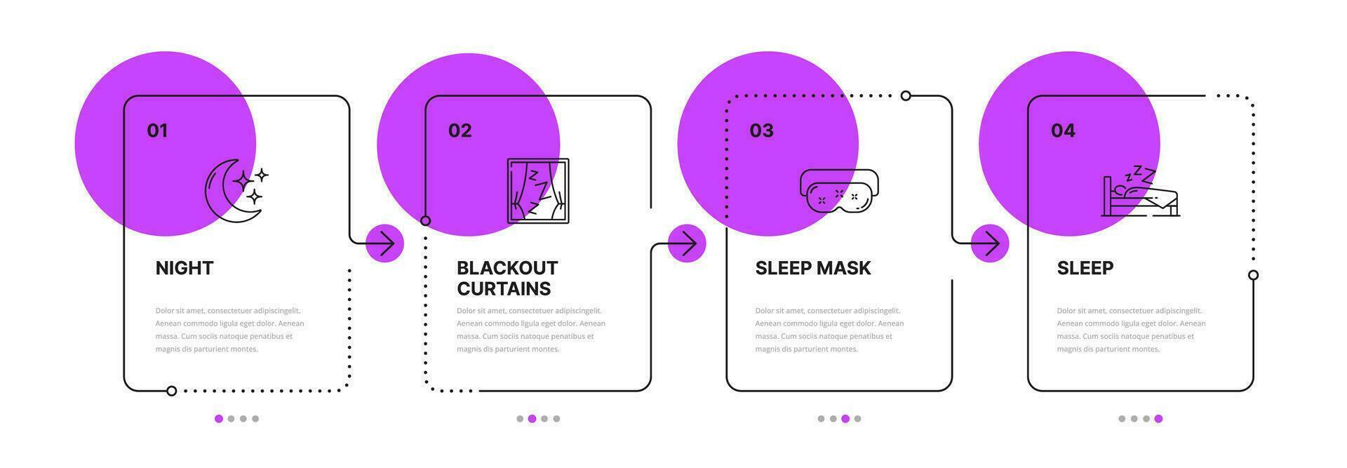 Sleep theme, step process infographics vector