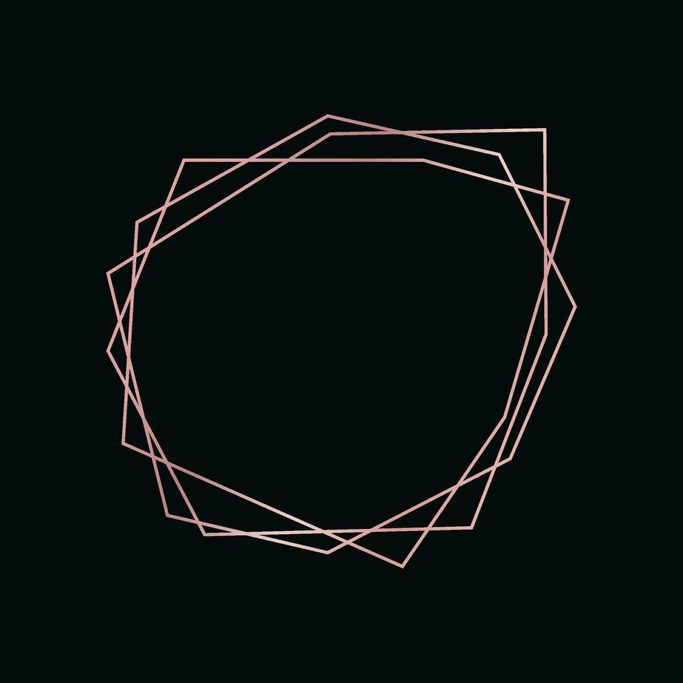 Rose gold geometric polygonal frame vector