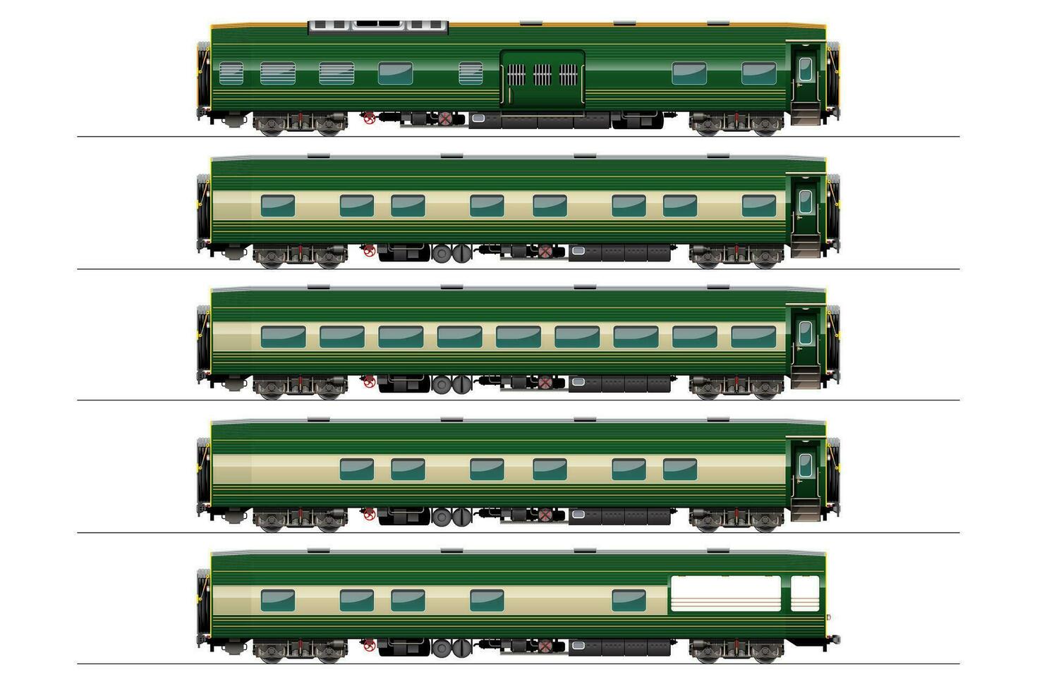 lujo pasajero tren conjunto vector