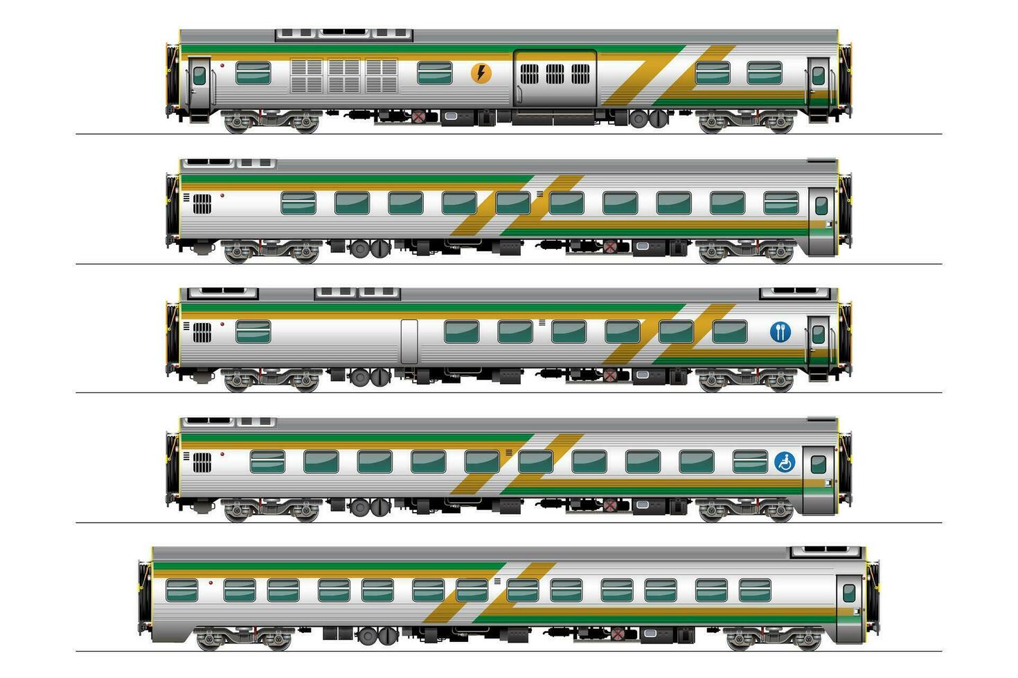 Passenger Car Train Set vector