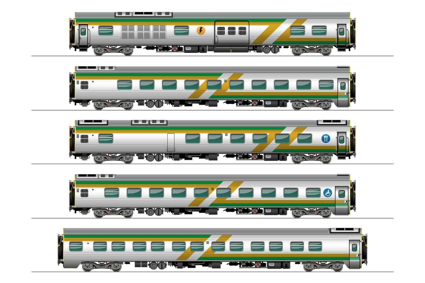 pasajero coche tren conjunto vector