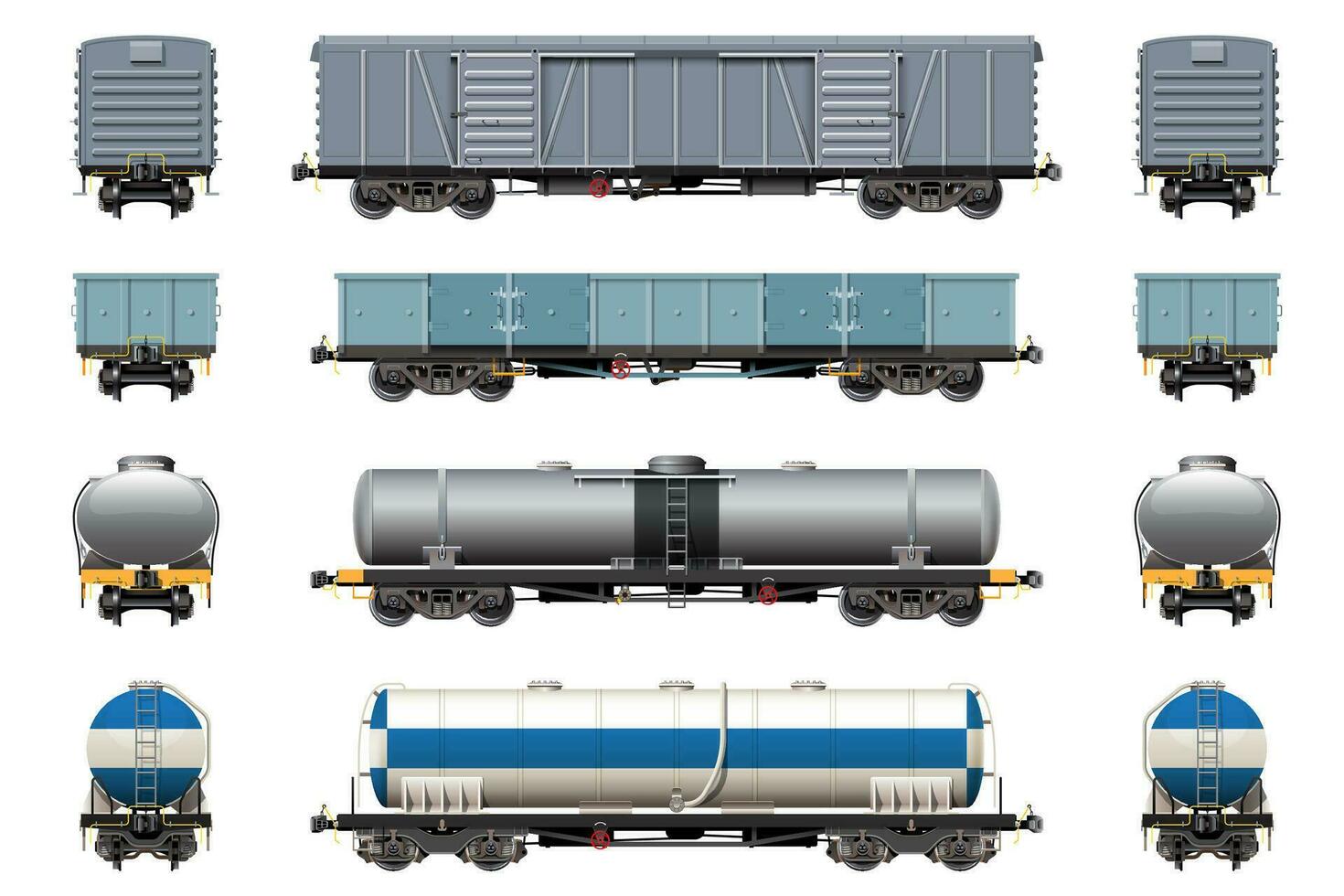 Various Freight Car, Train Cargo Wagons vector