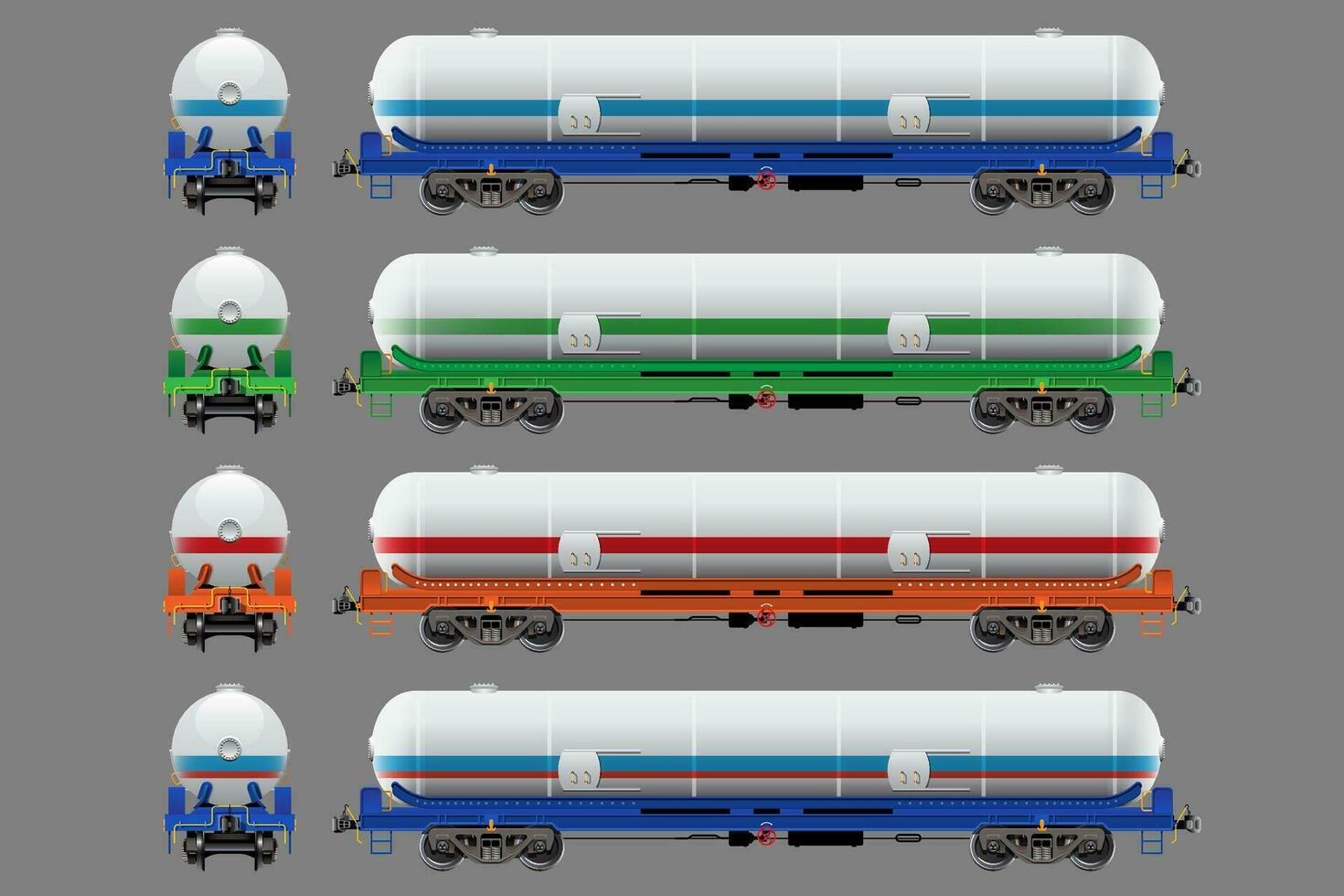 Various Tank Car, Freight Car, Train Cargo Wagons vector