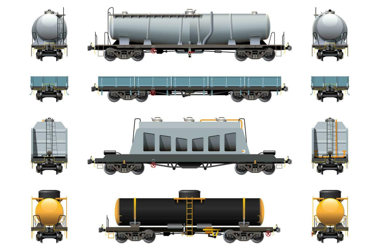 Various Freight Car, Train Cargo Wagons vector