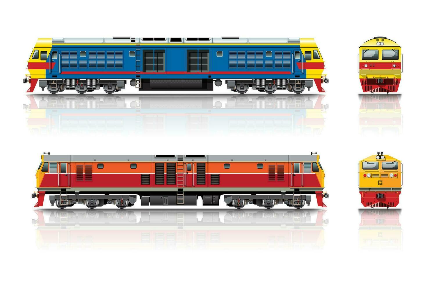 Diesel-electric Locomotive Side and Front View vector