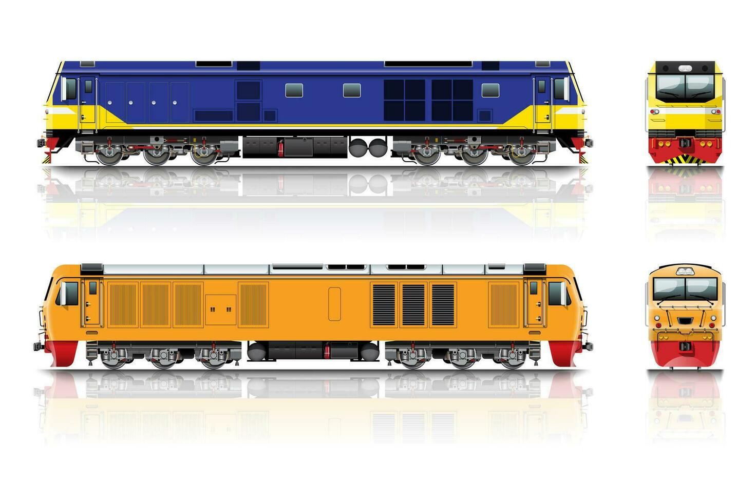 Diesel-electric Locomotive Side and Front View vector