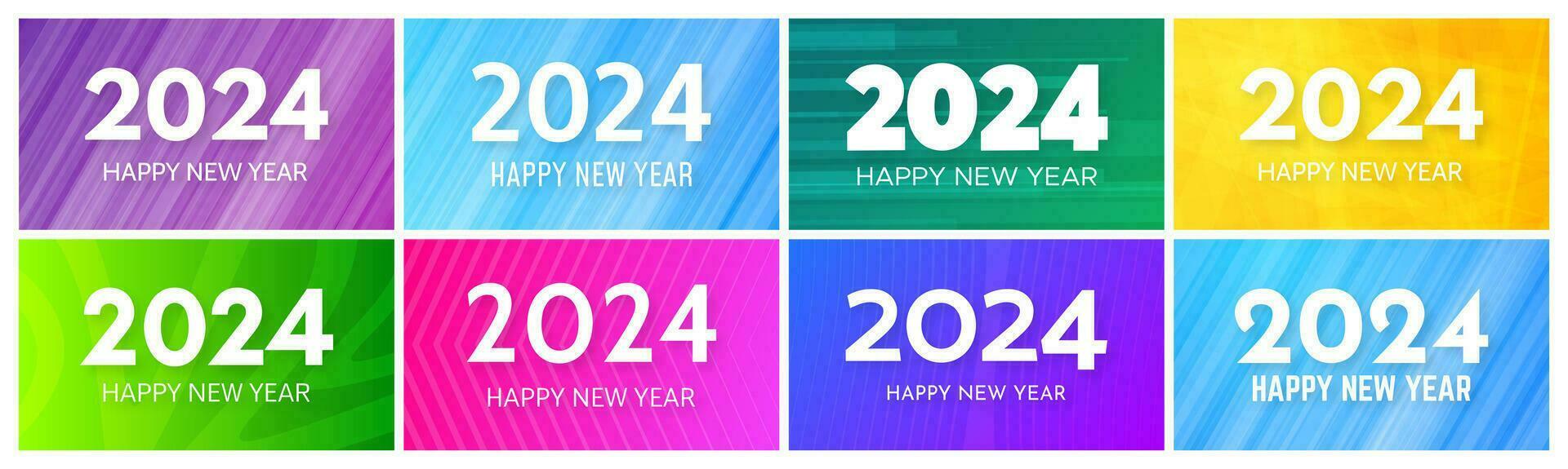 2024 Happy New Year on colorful backgrounds vector