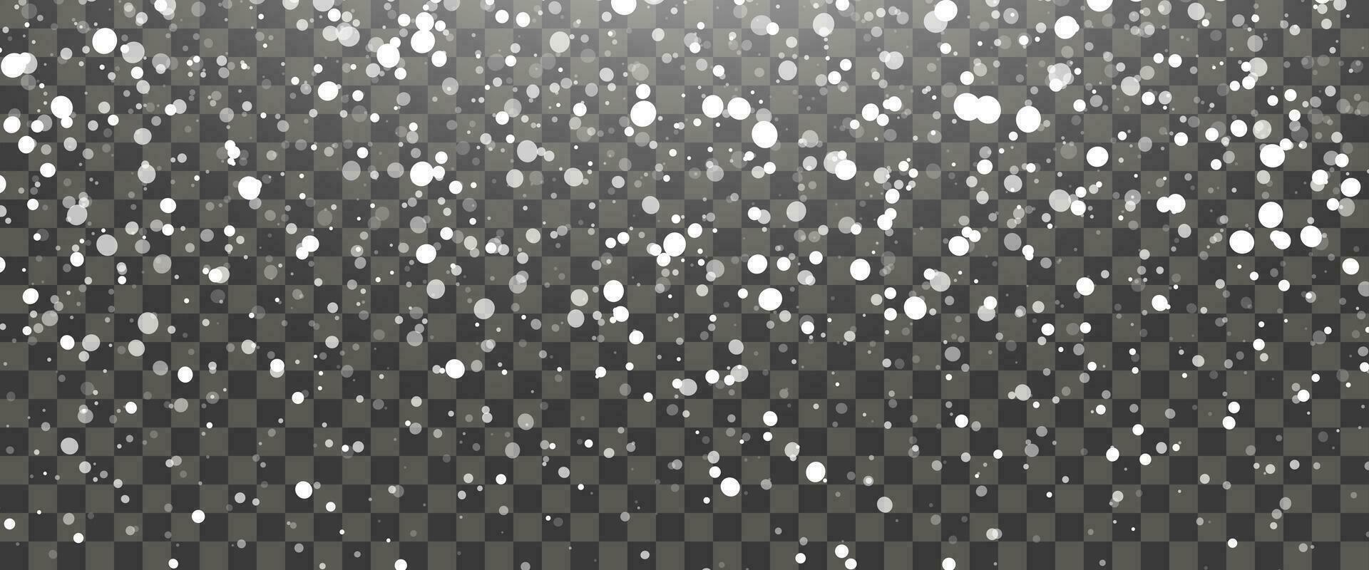 Snowfall and falling snowflakes on background. White snowflakes and Christmas snow. Vector illustration