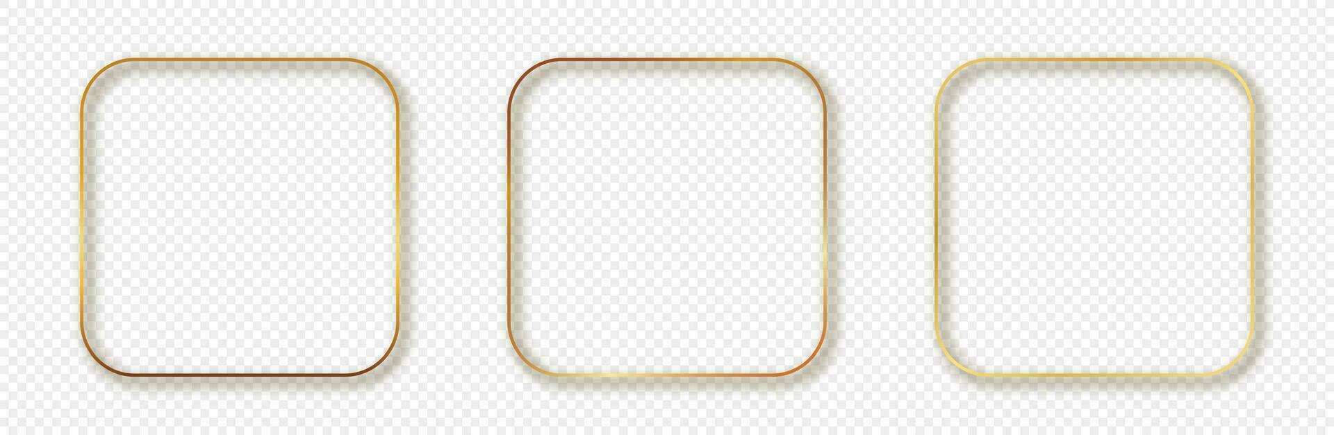Gold glowing rounded square frame vector