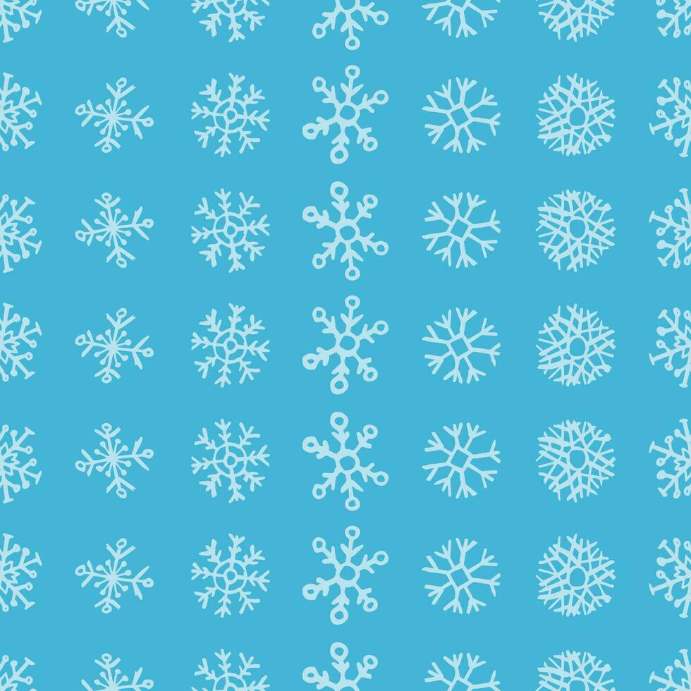 Seamless background of hand drawn snowflakes. Christmas and New Year decoration elements. Vector illustration.