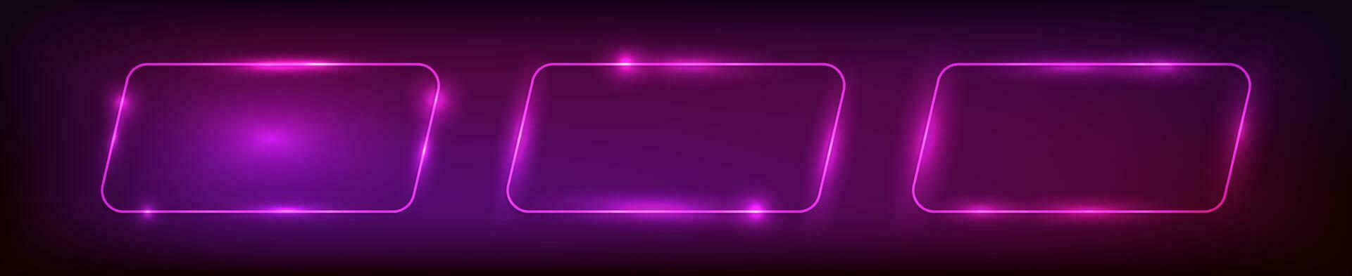 Neon rounded parallelogram frame vector