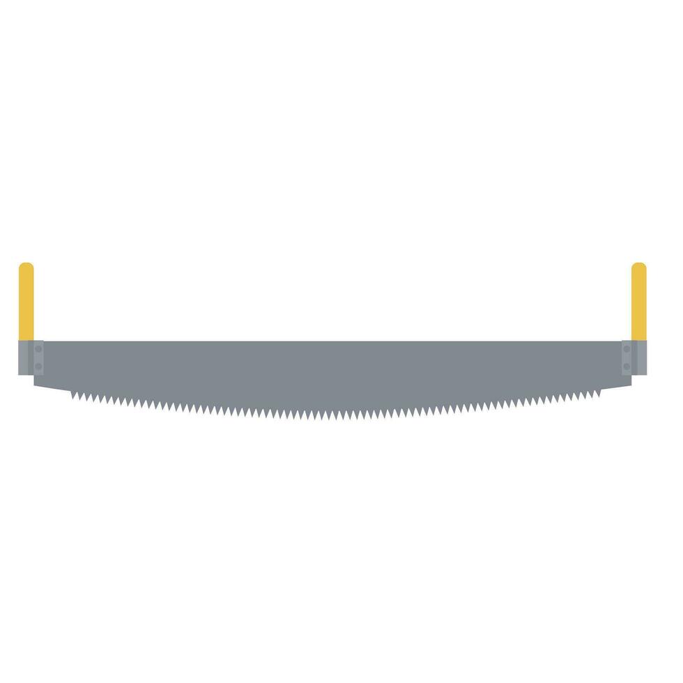 Cartoon Saw two-handed icon isolated on white background. Tool for cutting wood. for promo poster or banner of hardware store. vector illustration in flat design