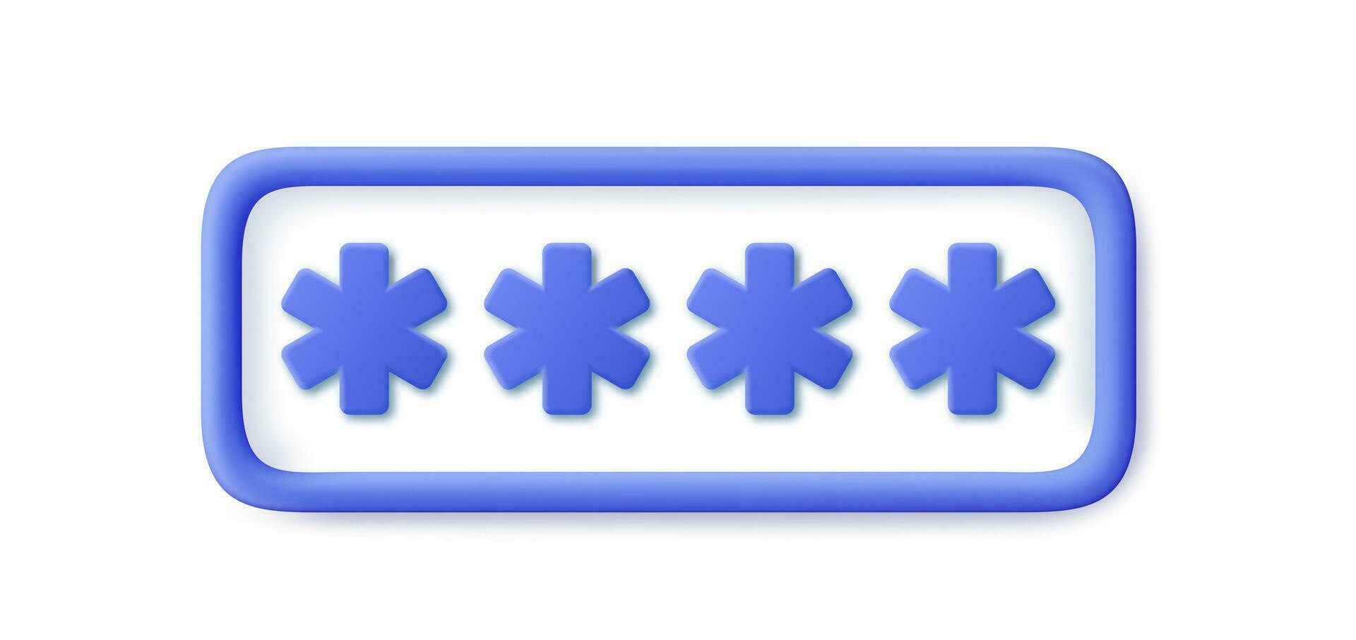 3d Locked Password Field Isolated On White Background. icon for web and app. 3d render. Vector illustration