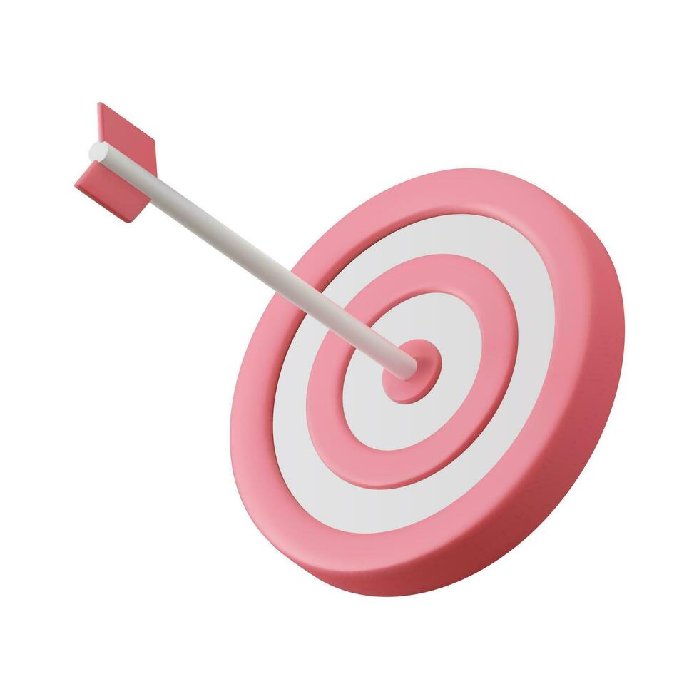 3d Arrow hit the center of target. the concept of achieving a goal in life or business. Marketing time concept. 3d rendering. Vector illustration