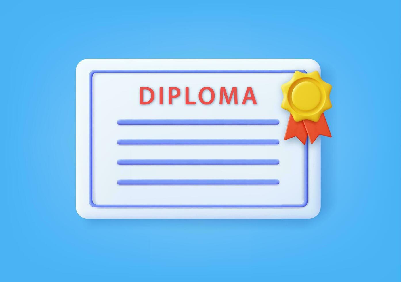 3d Achievement, award, grant, diploma concepts. certificate icon with stamp and ribbon bow. 3d rendering. Vector illustration