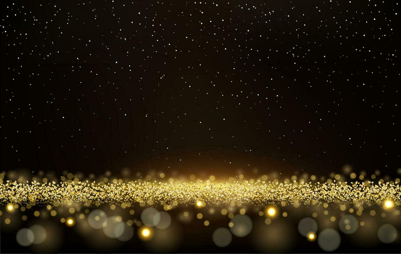 Abstract background. A golden glow with magical dust. Gold backlight. golden glitter dust. Sparkling glittery background decoration. Vector illustration