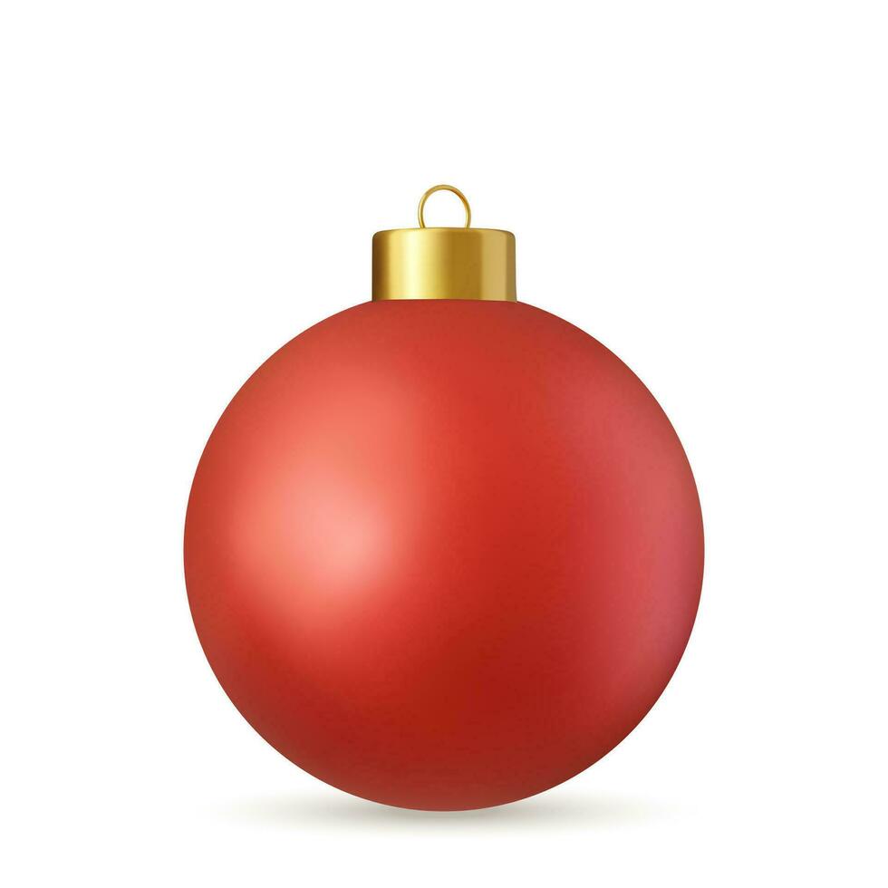 3d red Christmas ball Isolated on white background. . New year toy decoration. Holiday decoration element. 3d rendering. Vector illustration