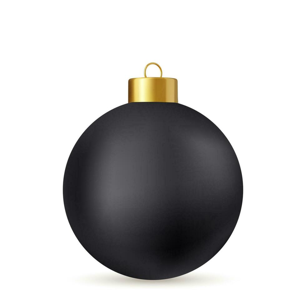 3d negro Navidad pelota aislado en blanco antecedentes. . nuevo año juguete decoración. fiesta decoración elemento. 3d representación. vector ilustración