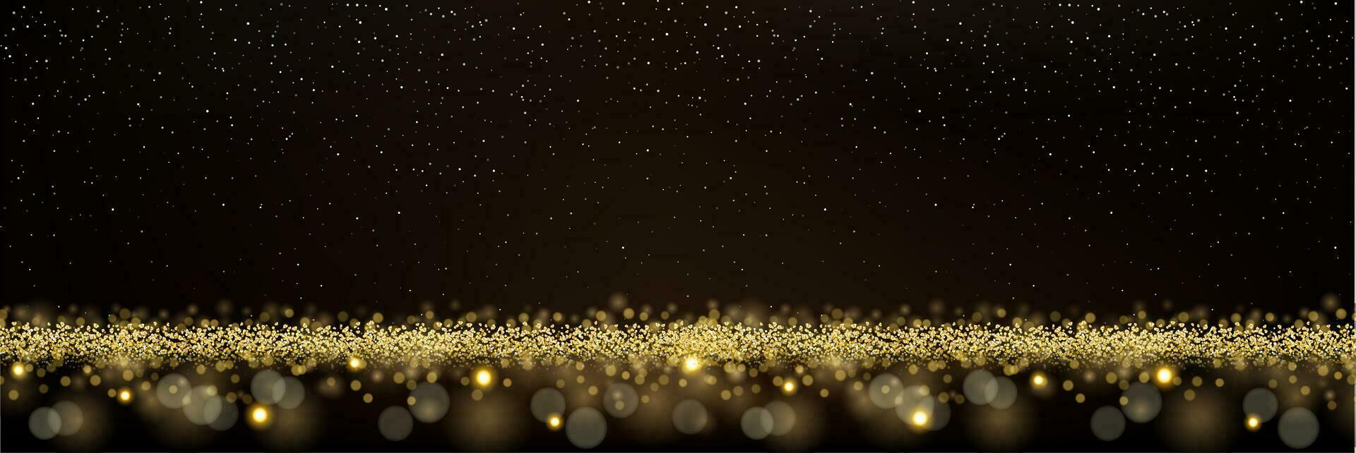 Abstract background. A golden glow with magical dust. Gold backlight. golden glitter dust. Sparkling glittery background decoration. Vector illustration