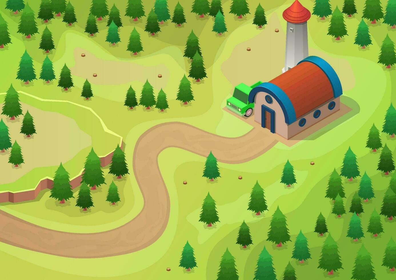 The little hut in the pine woods vector