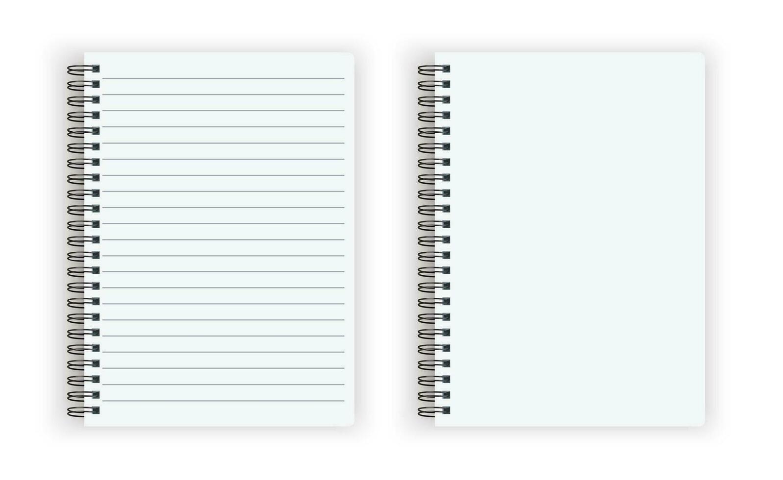 Blank closed realistic spiral notepad mockup isolated on white background. vector illustration.