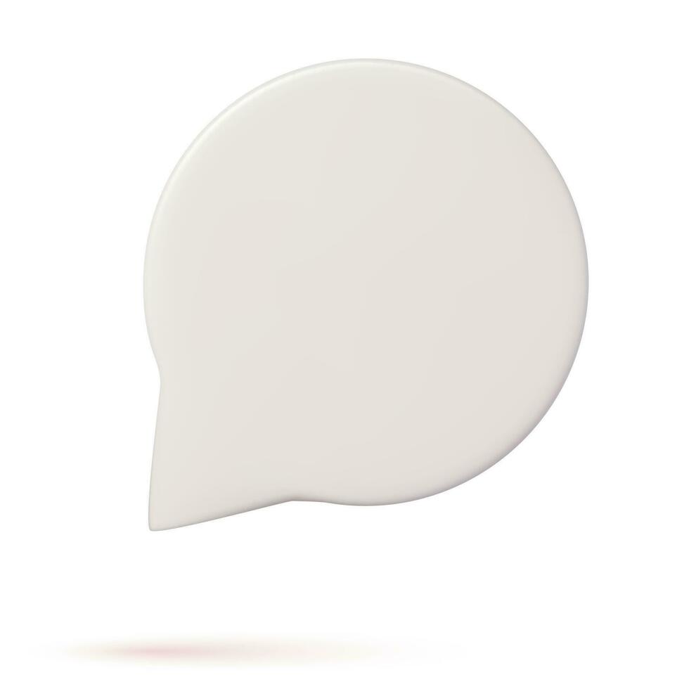 Blank white speech bubble pin isolated on white background 3D rendering. Social network communication concept. Vector illustration