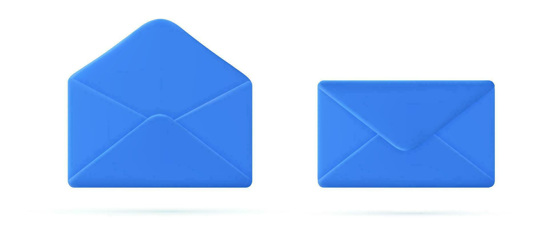3d hacer cerrado y abierto correo sobre icono aislado en blanco antecedentes. letra concepto. abierto sobre y cerrado sobre. vector ilustración