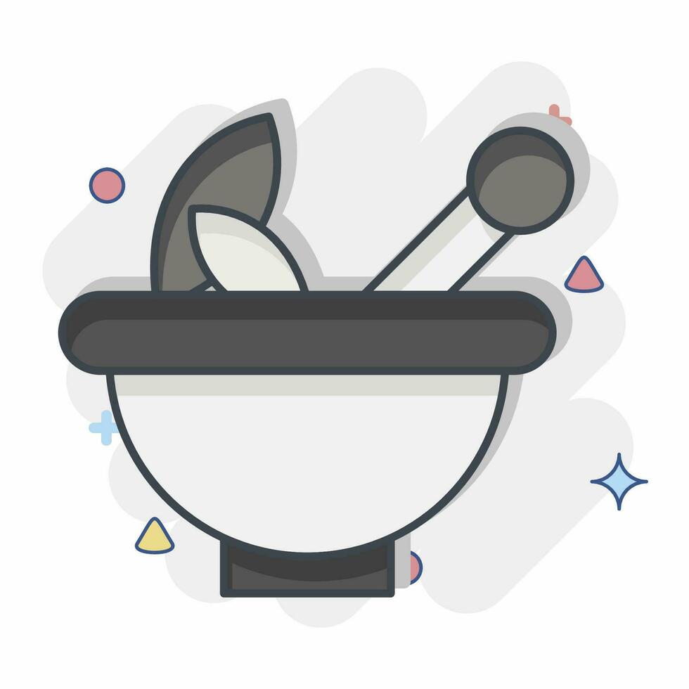 Icon Pestle and Mortar. related to Herbs and Spices symbol. comic style. simple design editable. simple illustration vector