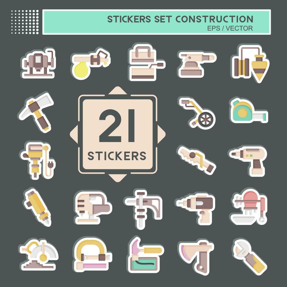 Sticker Set Construction. related to Building symbol. simple design editable. simple illustration vector