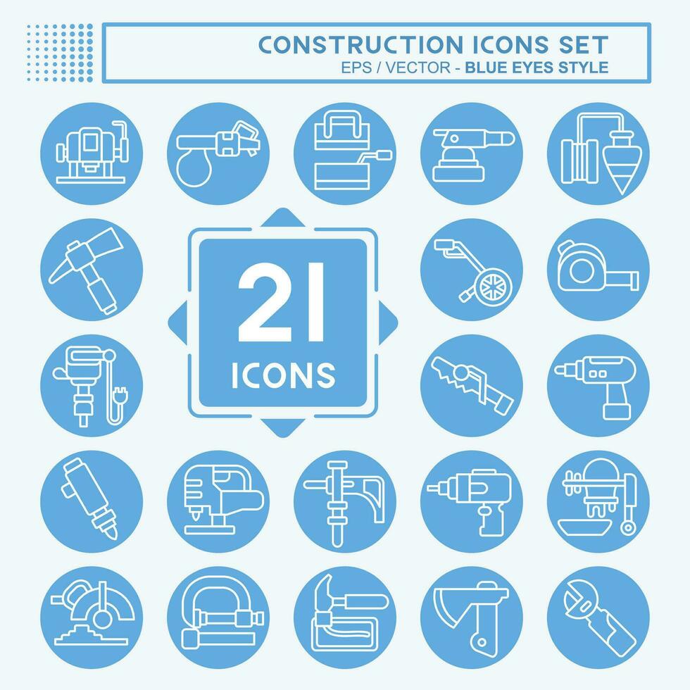 Icon Set Construction. related to Building symbol. blue eyes style. simple design editable. simple illustration vector