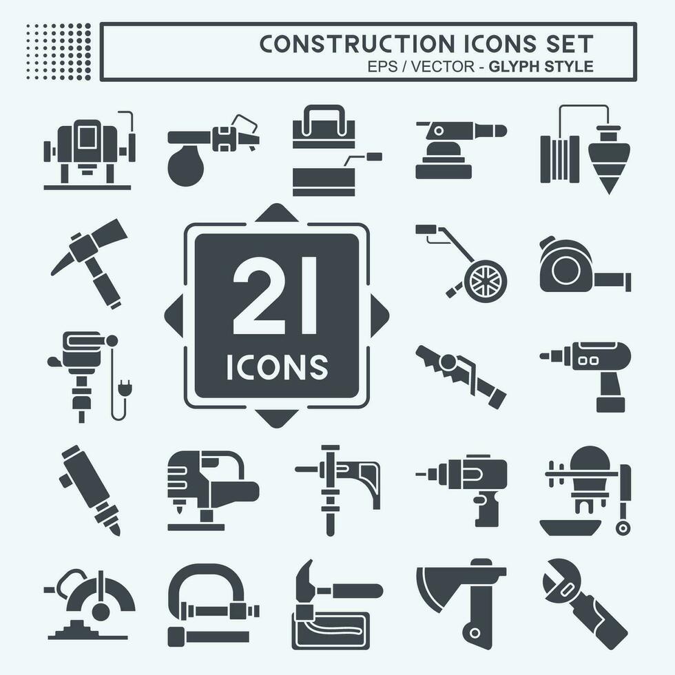 Icon Set Construction. related to Building symbol. glyph style. simple design editable. simple illustration vector