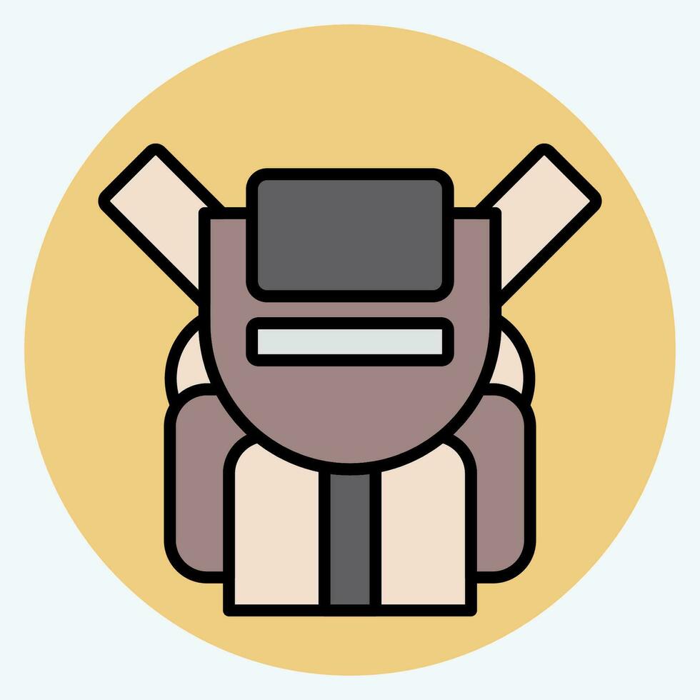 Icon Backpack. related to Backpacker symbol. color mate style. simple design editable. simple illustration vector