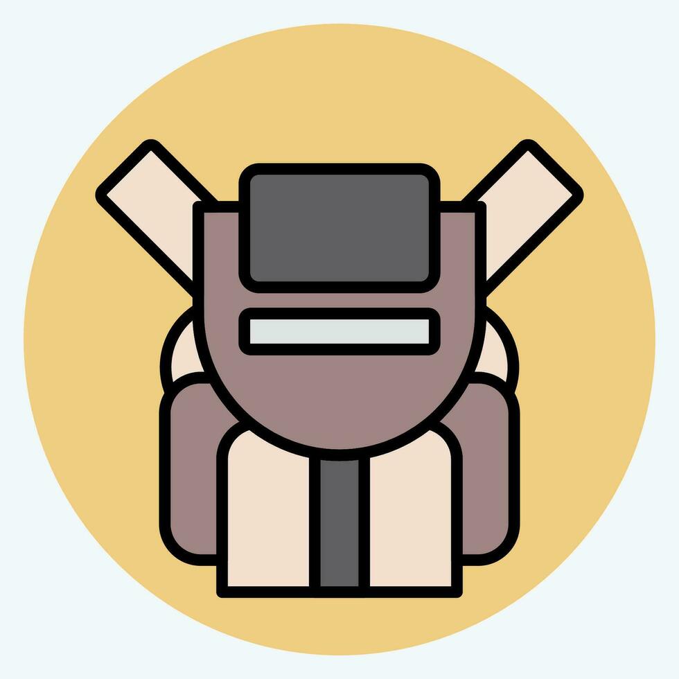 Icon Backpack. related to Backpacker symbol. color mate style. simple design editable. simple illustration vector