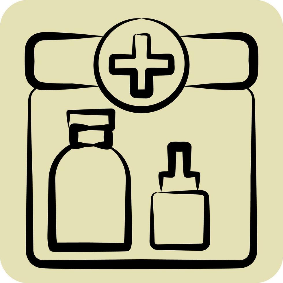 Icon First Aid Kit. related to Backpacker symbol. hand drawn style. simple design editable. simple illustration vector