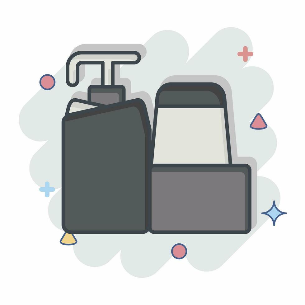 Icon Hygiene Items. related to Backpacker symbol. comic style. simple design editable. simple illustration vector