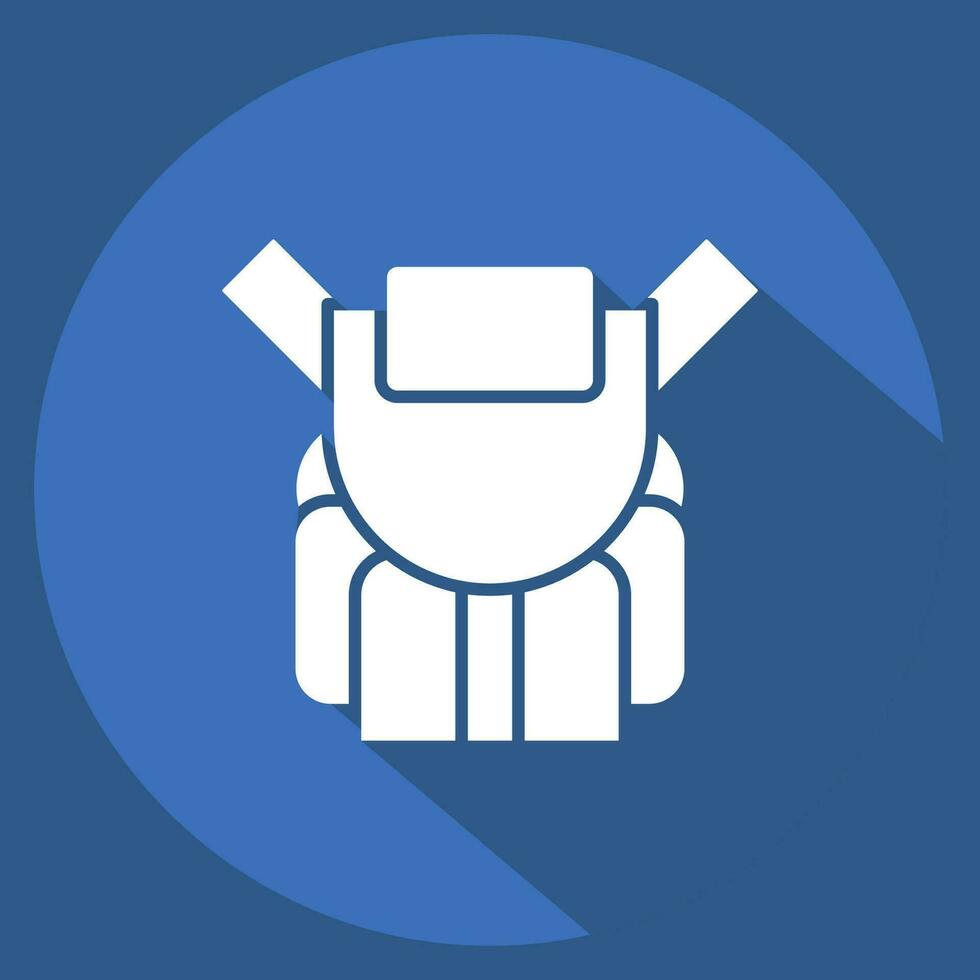 Icon Backpack. related to Backpacker symbol. long shadow style. simple design editable. simple illustration vector