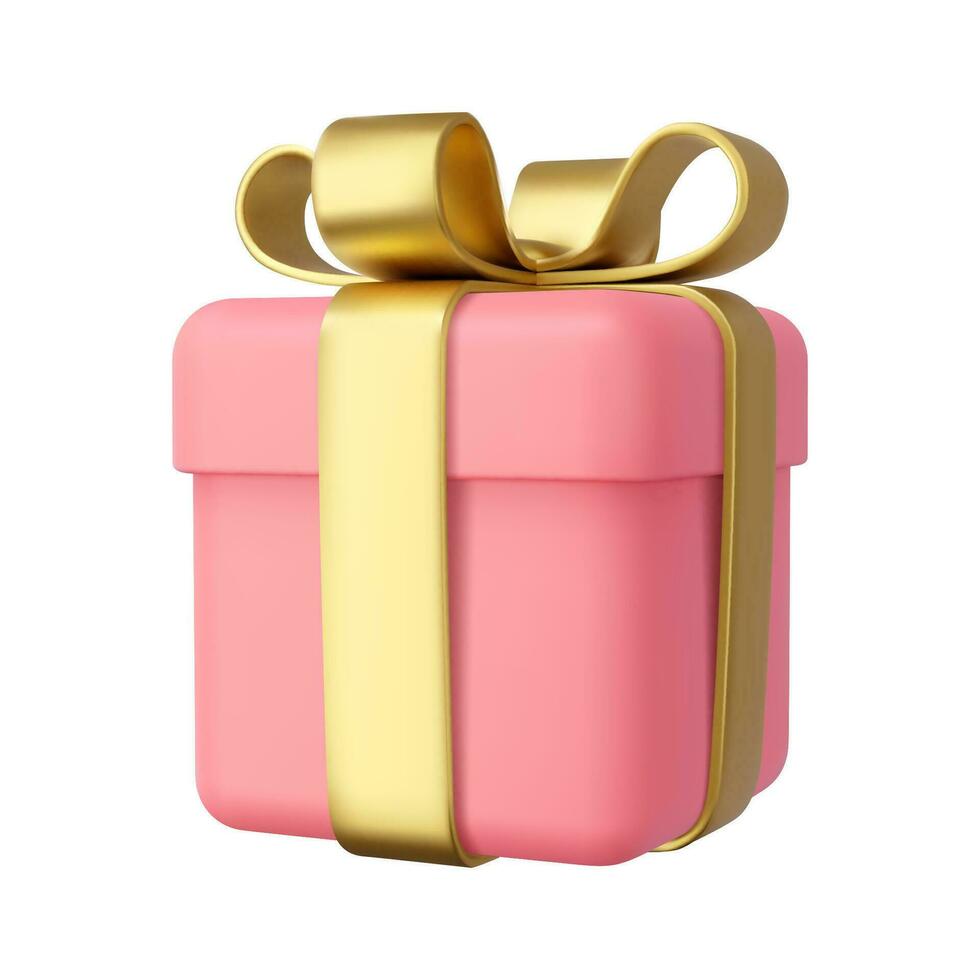 3d hacer regalos caja aislado en blanco antecedentes. fiesta decoración presenta festivo regalo sorpresa. realista icono para cumpleaños o Boda pancartas vector ilustración.