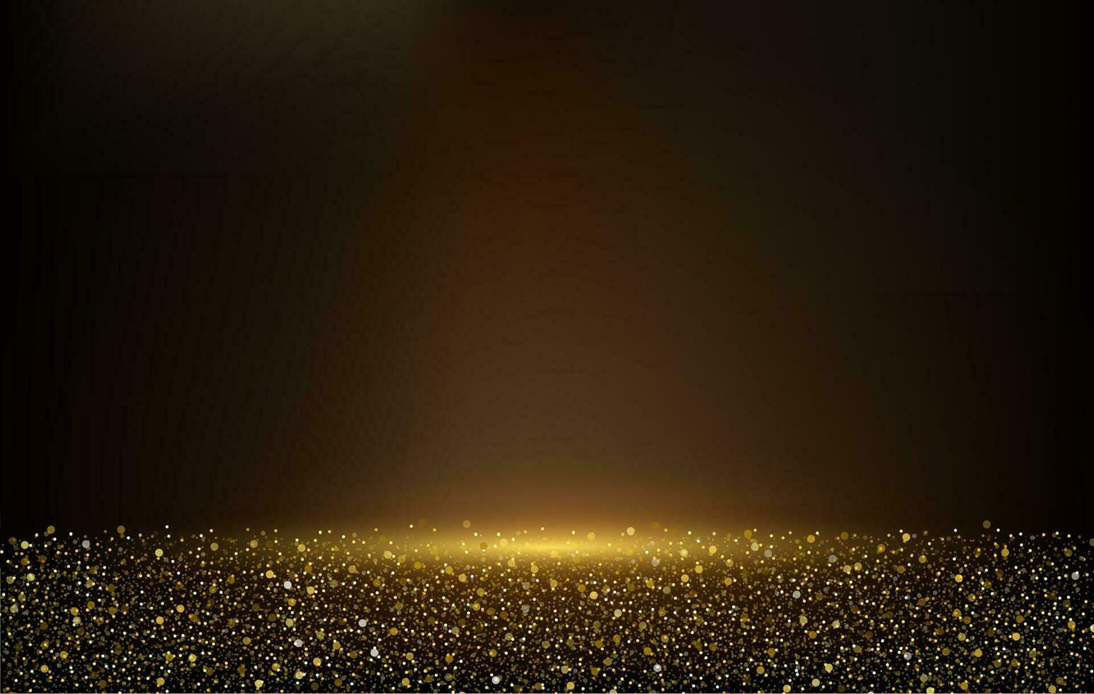 Abstract background. A golden glow with magical dust. Gold backlight. golden glitter dust. Sparkling glittery background decoration. Vector illustration