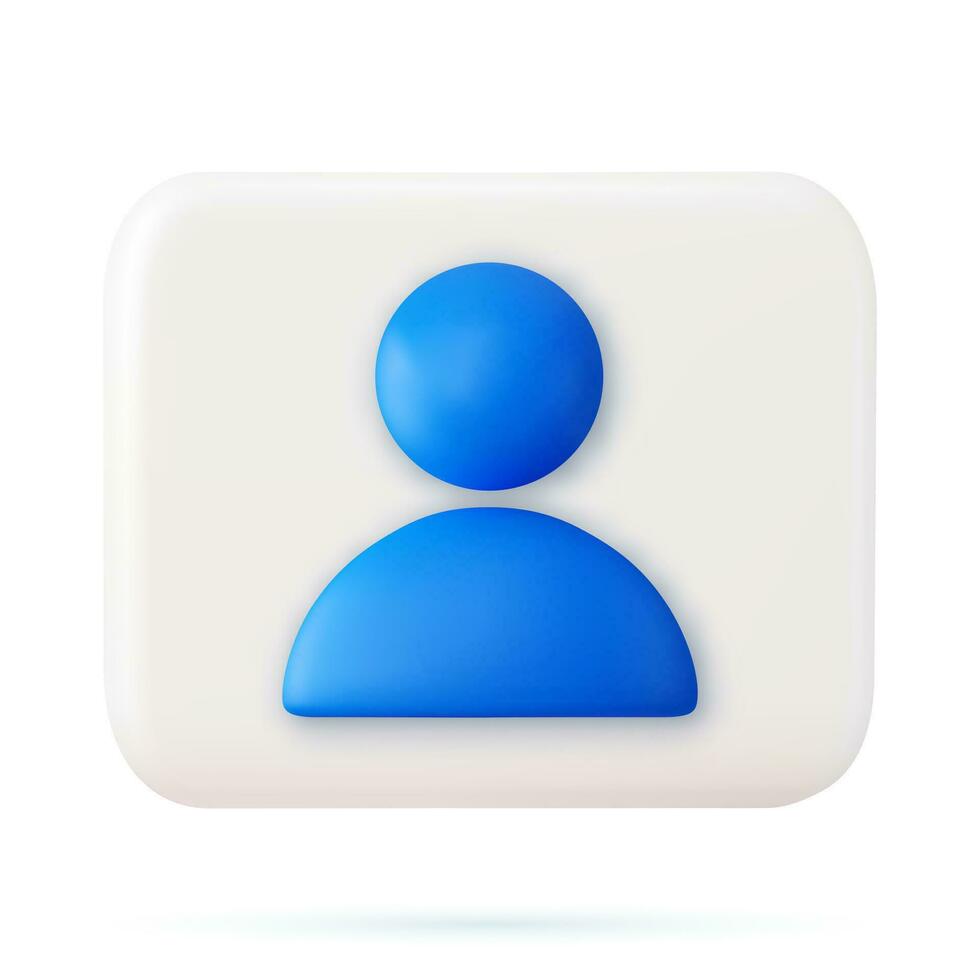 3d cuadrado blanco icono botón persona símbolo aislado en blanco antecedentes. usuario social red icono. 3d representación. vector ilustración