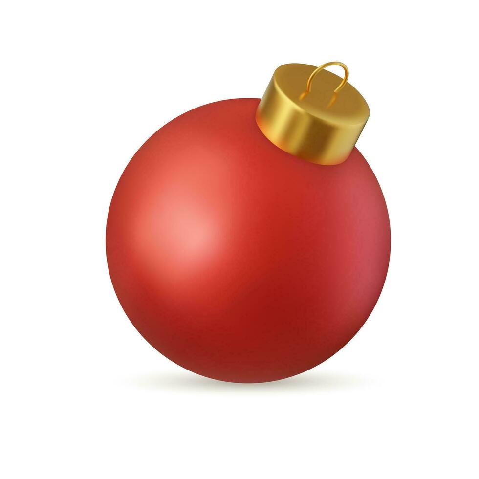 3d rojo Navidad pelota aislado en blanco antecedentes. . nuevo año juguete decoración. fiesta decoración elemento. 3d representación. vector ilustración